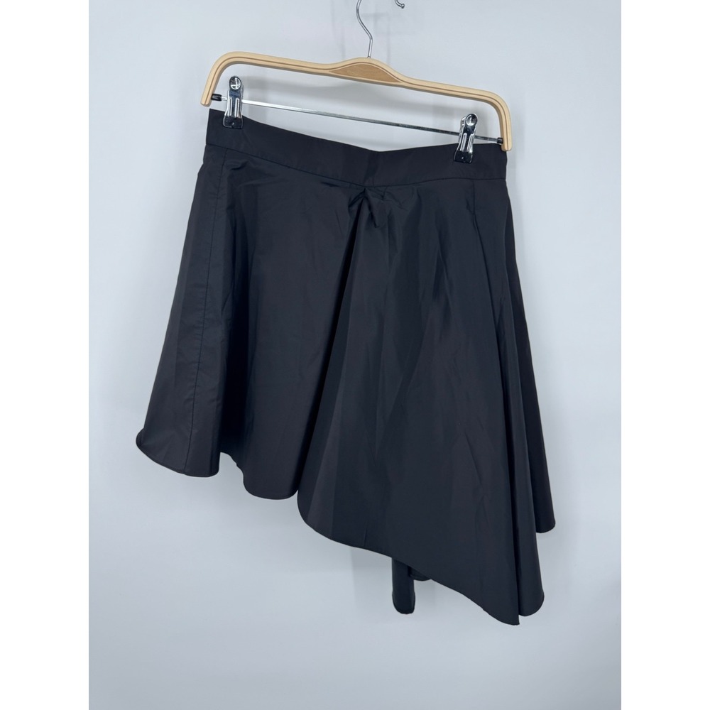 NWT Theo Theia Taffeta‎ Mini Asymmetrical Skirt Women's Black Pull-on Activewear